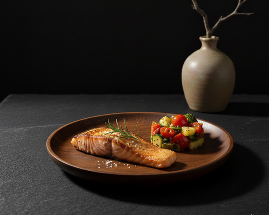 SkandiNest stort träfat i skandinavisk design, handgjort serveringsfat i naturligt trä med 20 cm diameter och 2 cm höjd, hållbar nordisk köksdetalj.