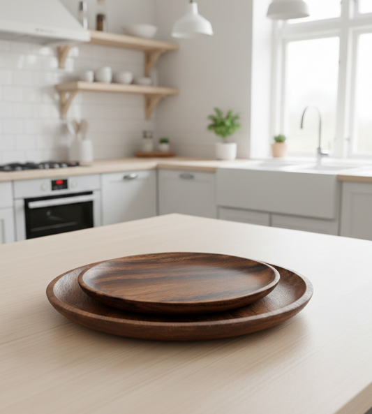 Trätallrik Set (2 st)