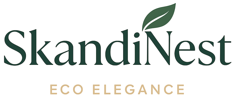 SkandiNest logo with a leaf symbol on a white background