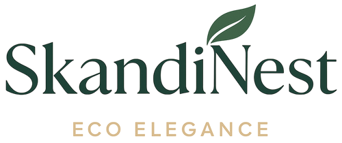SkandiNest logo with a leaf symbol on a white background