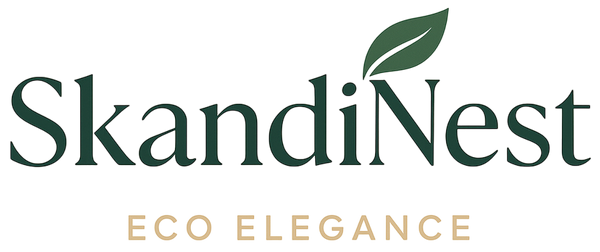 SkandiNest logo with a leaf symbol on a white background