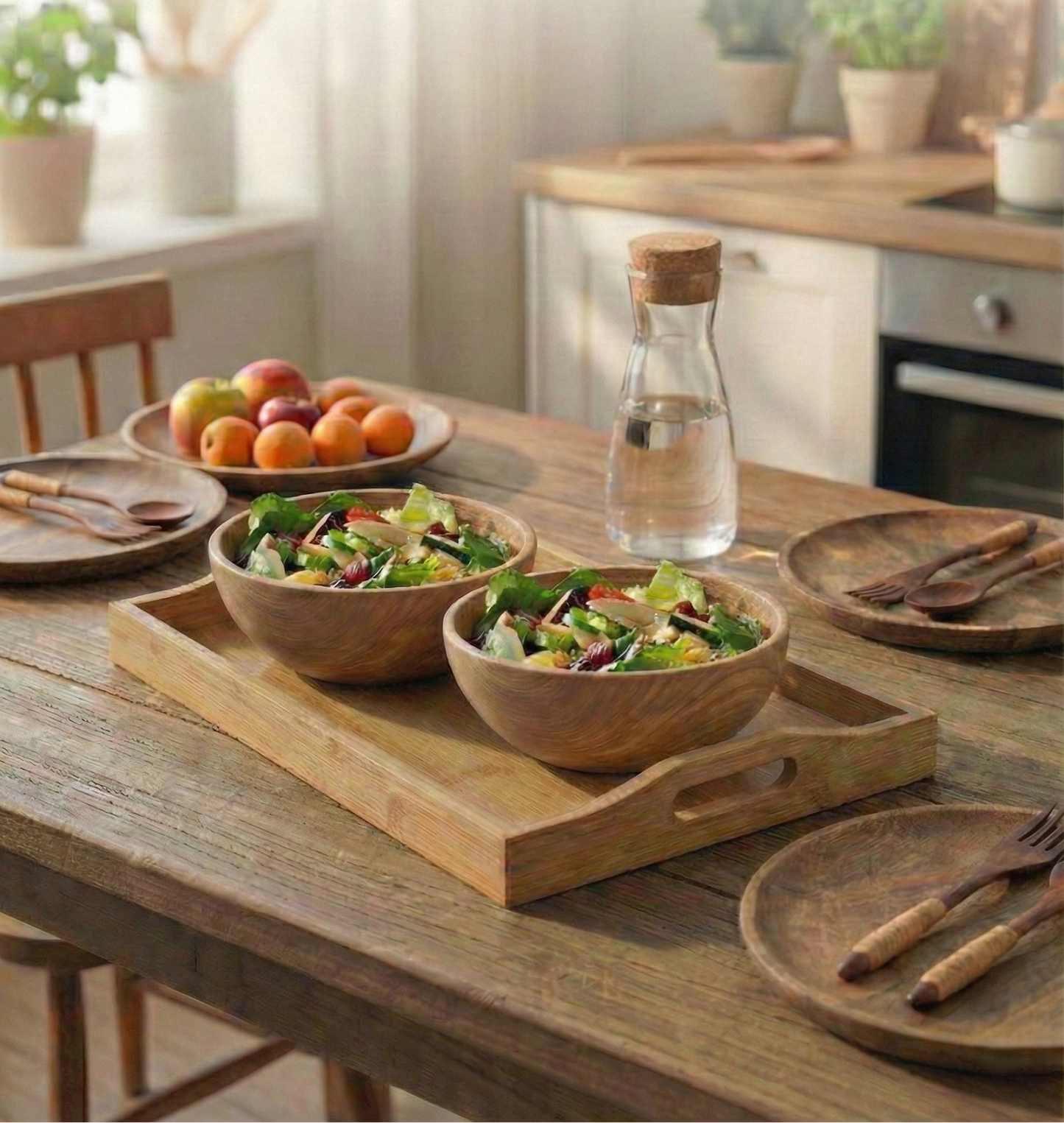 SkandiNest bambubricka i naturlig bambu, skandinavisk design.